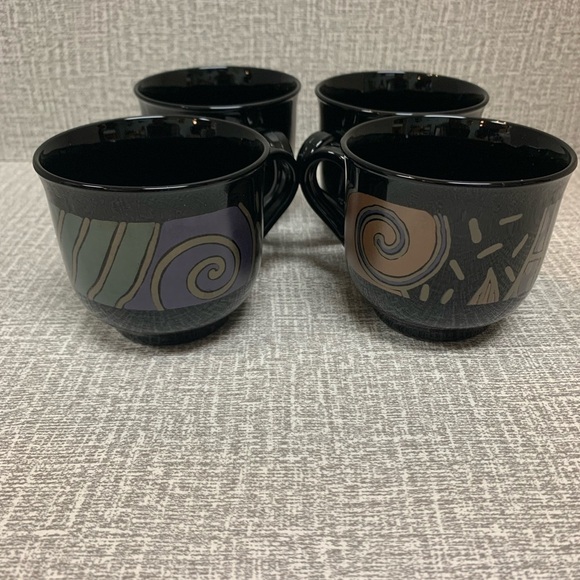 Vintage Arcoroc France 1980’s Set of 4 Teacups Tampico Pattern - Picture 2 of 11